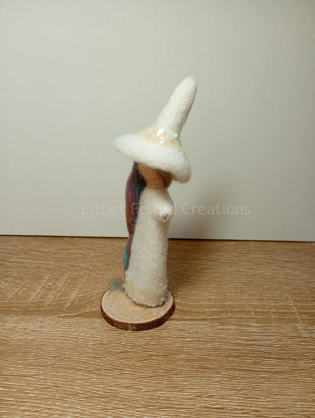 White witch decoration, felted white witch