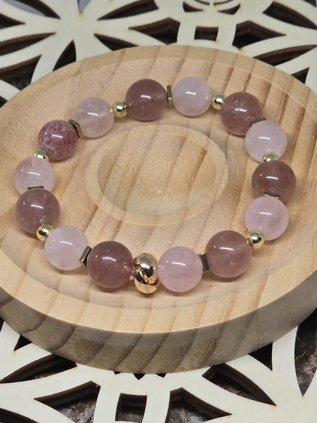 Bracelet Quartz fraise et rose 1 cm 
