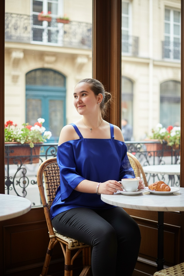 Top Noémie - uni bleu royal - 100 % soie - 42-50