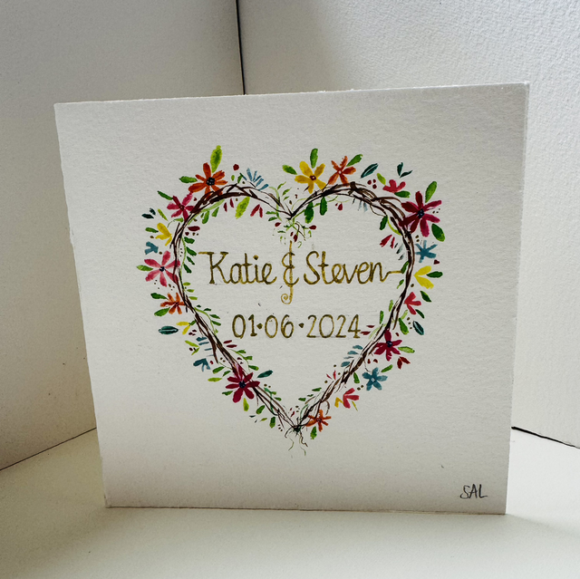 Greetings Card- Hand painted- Wedding Day/ Name/ Any Occassion