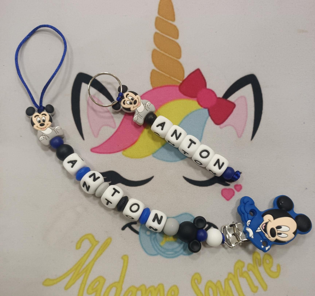 1 Attache tétine Idole + 1 Porte clés 1 branche Mic