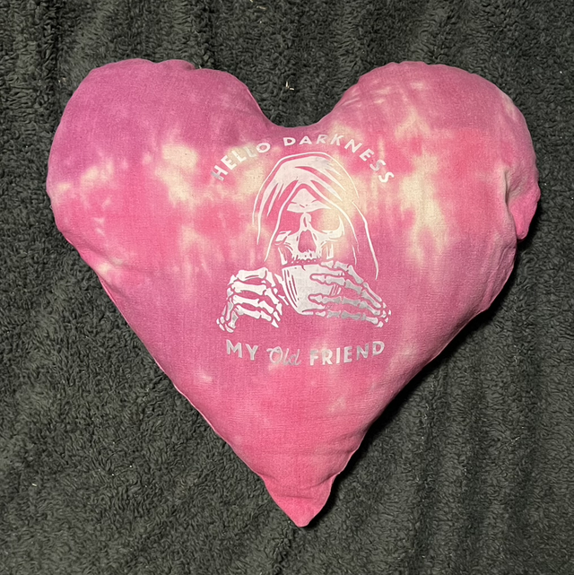 Hand Tie dye cushion skeleton drinking 