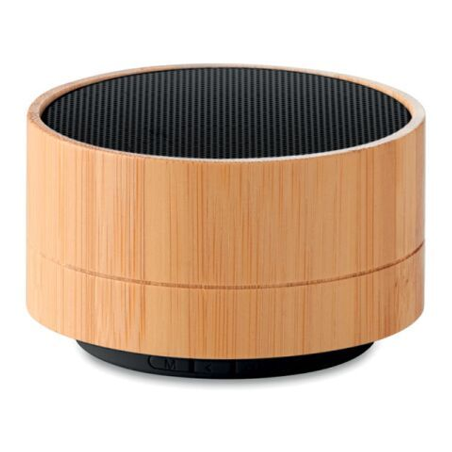Round 3W bamboo wireless speaker