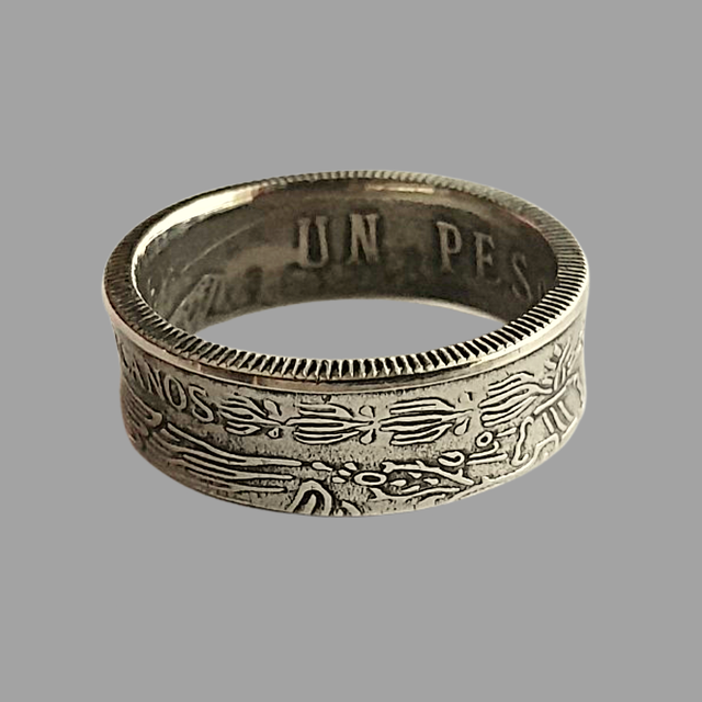 Mexican One Peso 1970 (inside out) Coin Ring   