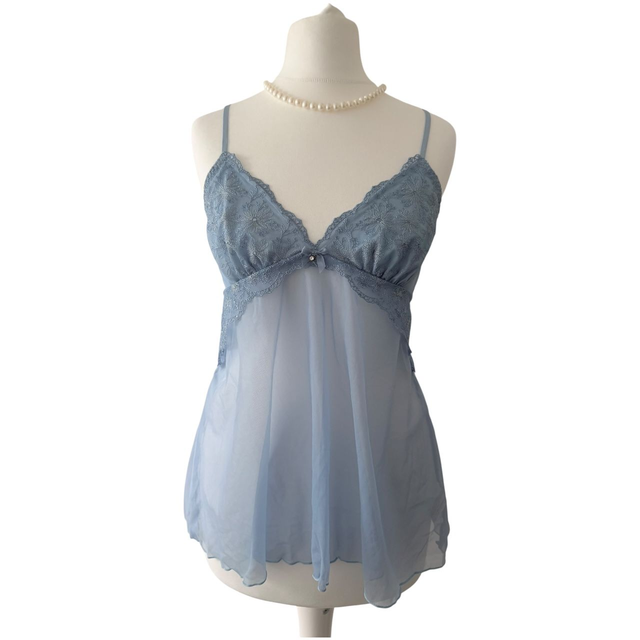 blue ice princess floral embroidered cups cami 