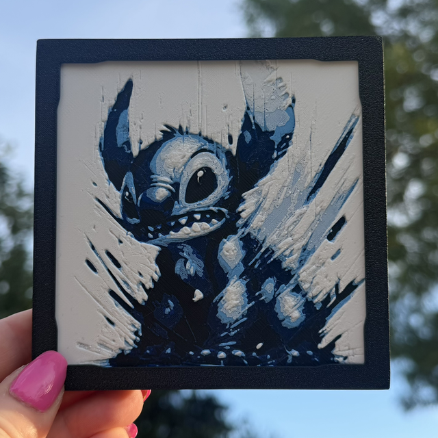 Stitch Disney Mini HueForge Framed Wall Art – 10 × 10 cm