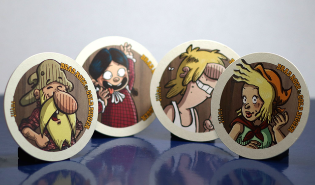 Nouveau ! Lot de 4 sous-bocks, les 4 personnages de Brad Rock et sa famille !