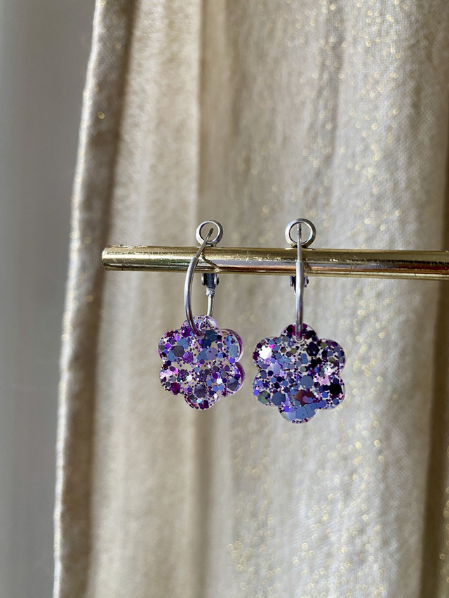 Créoles fleurs pleines - lavender haze