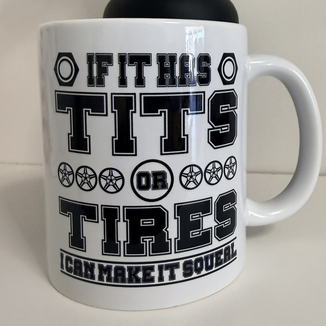 Novelty car quote mug - funny slogan, gift for men