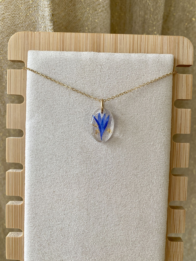 Collier gold filled ovale - bleuet