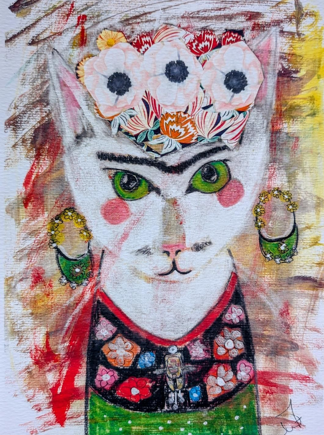 Art Frida Catlo Creative Cats by Wendy