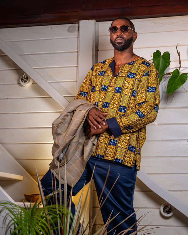 Tunique Wax manches longues  en coton - Collection INCANDESCENCE