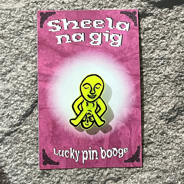 Sheela na Gig Pin Badge - Yellow (B)