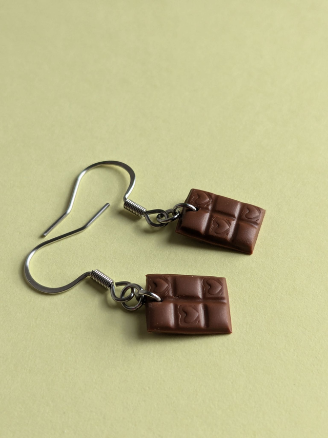 Boucles d'oreilles tablette de chocolat