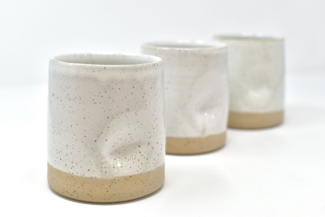 Thumbprint Tumbler - Speckled Glossy White