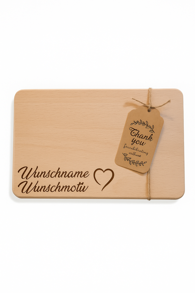 Personalisiertes Brettchen 23 x 15 x 1 cm Naturprodukt aus FSC Zertifiziertem Buche