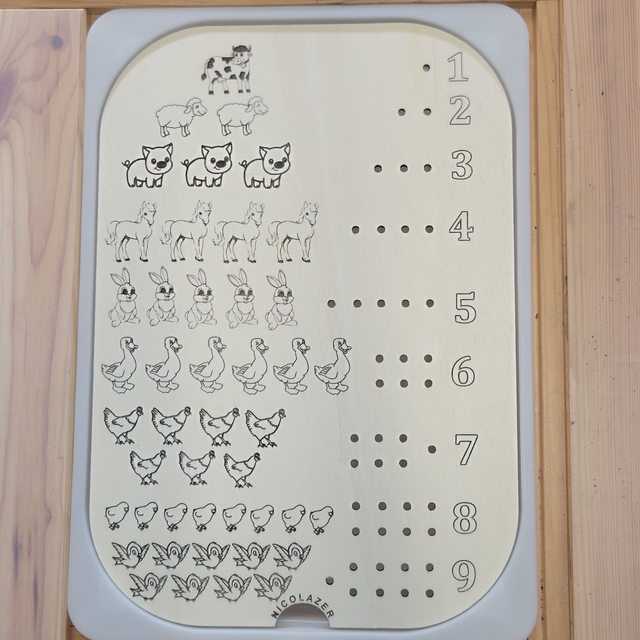 Insert sensoriel bois compatible trofast &quot;j&#039;apprends à compter&quot;