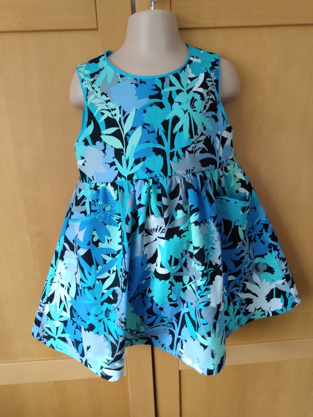 Dress - 3 yrs (98 cm).   Blue floral jungle