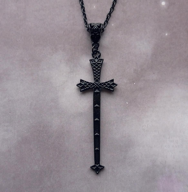 Black Skinny Cross Necklace 