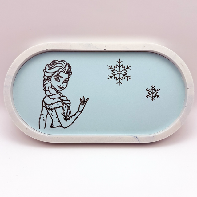 Plateau en jesmonite - inspiration Reine des neiges