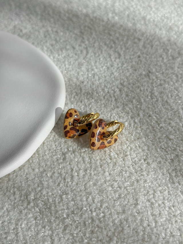 Créoles pampilles Heart me Léopard 