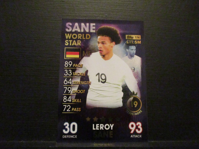 Leroy Sane - World Star Match Attax 101 Original Trading Card