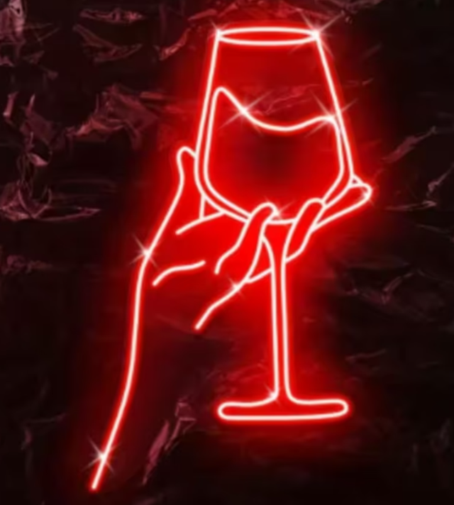 LED lamp neon stijl Wijnglas rood (42x26cm)