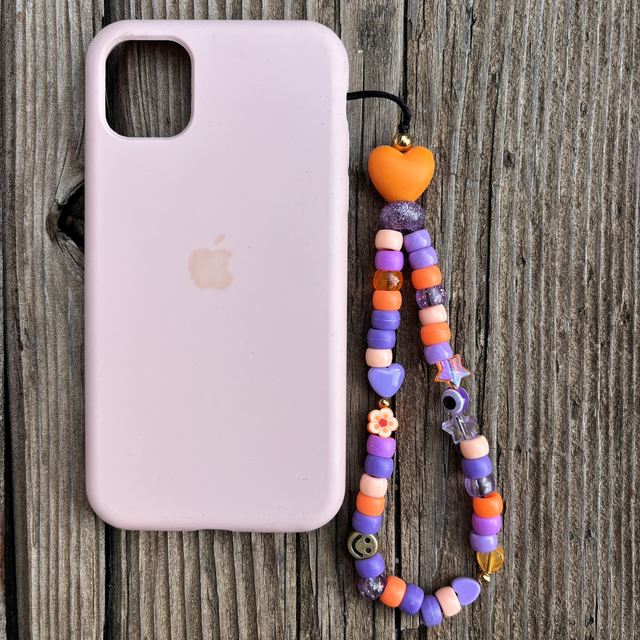 Grigri de téléphone Bonbon d’Amour 🧡 Orange &amp; Mauve - Taille S