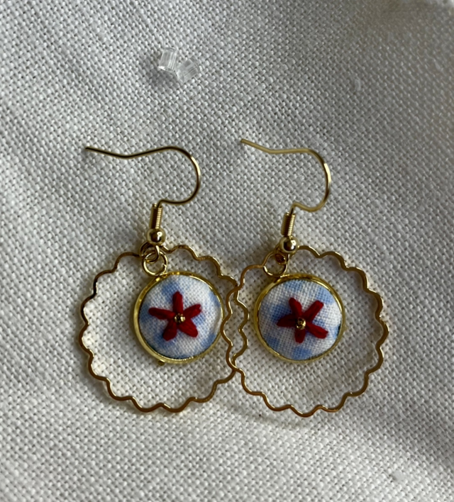 Boucles d’oreilles *Marya rouge/vichy bleu