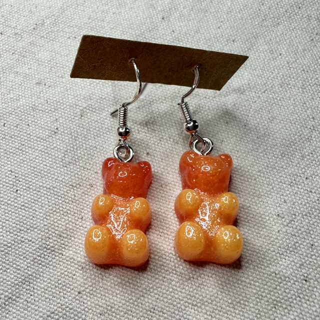Orange berry gummy bear earrings 
