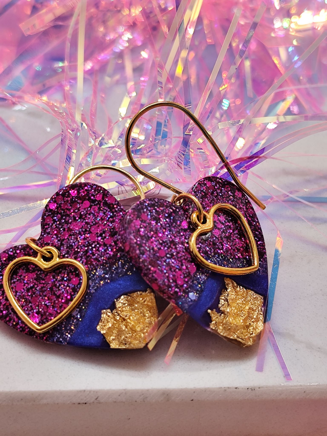Boucles d&#039;oreilles Cupidon taille M - breloque coeur