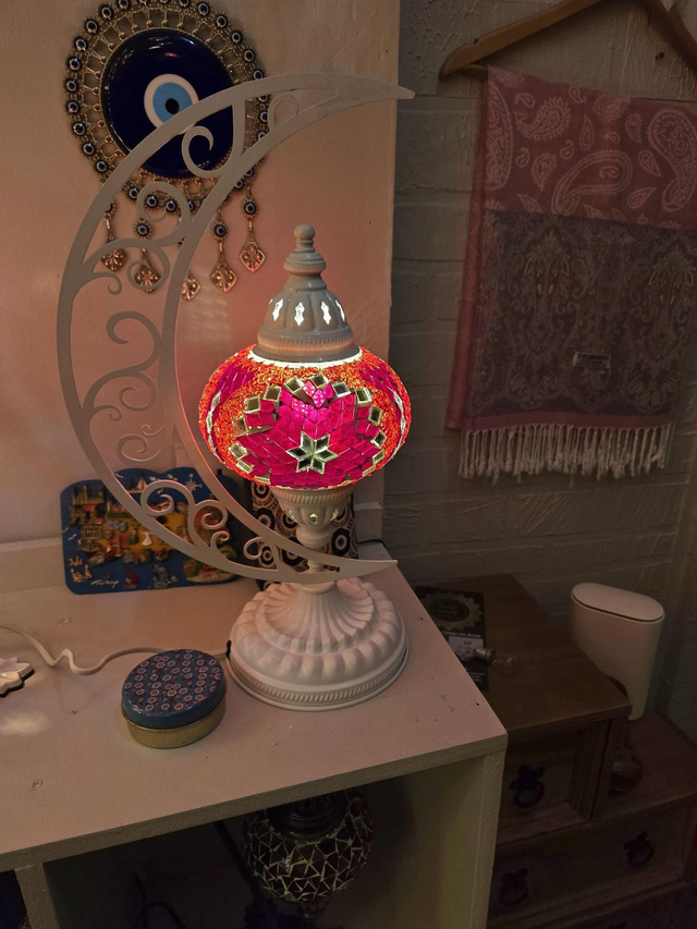 Large Mosaic Moon Table Lamp