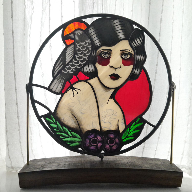 Tattooed Girl and Raven