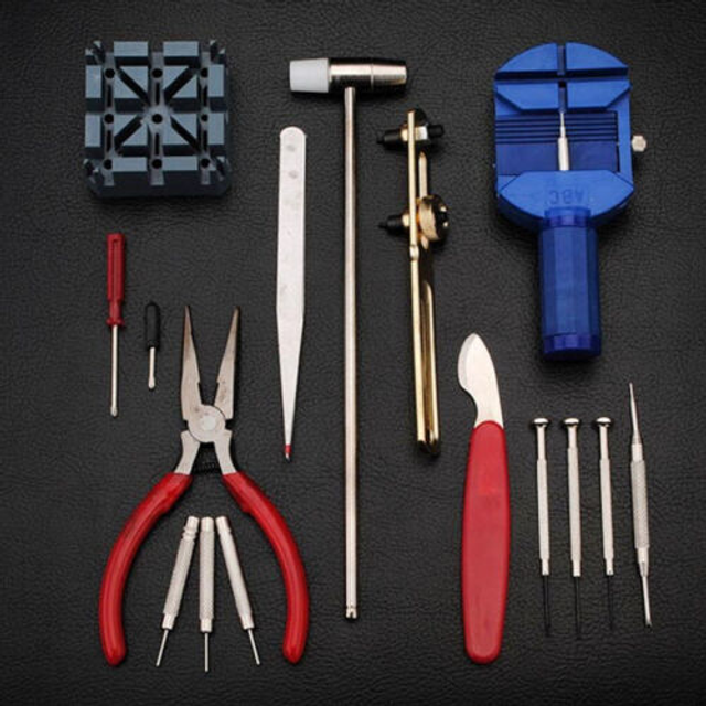 16 pcs Watch Repair Tool Kit Band Strap Link Remover Back Opener Screwdriver UK!