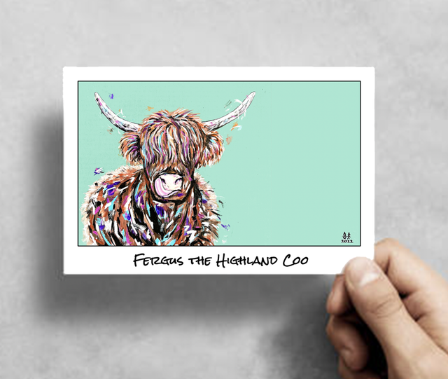 X10 Postcards - Fergus the Highland Coo (40p per unit)