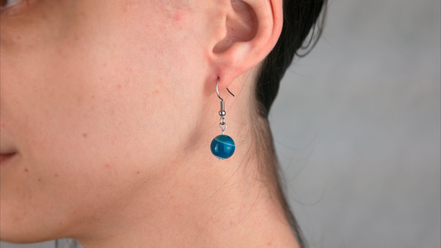 Boucles d'oreilles 1 agate bleue