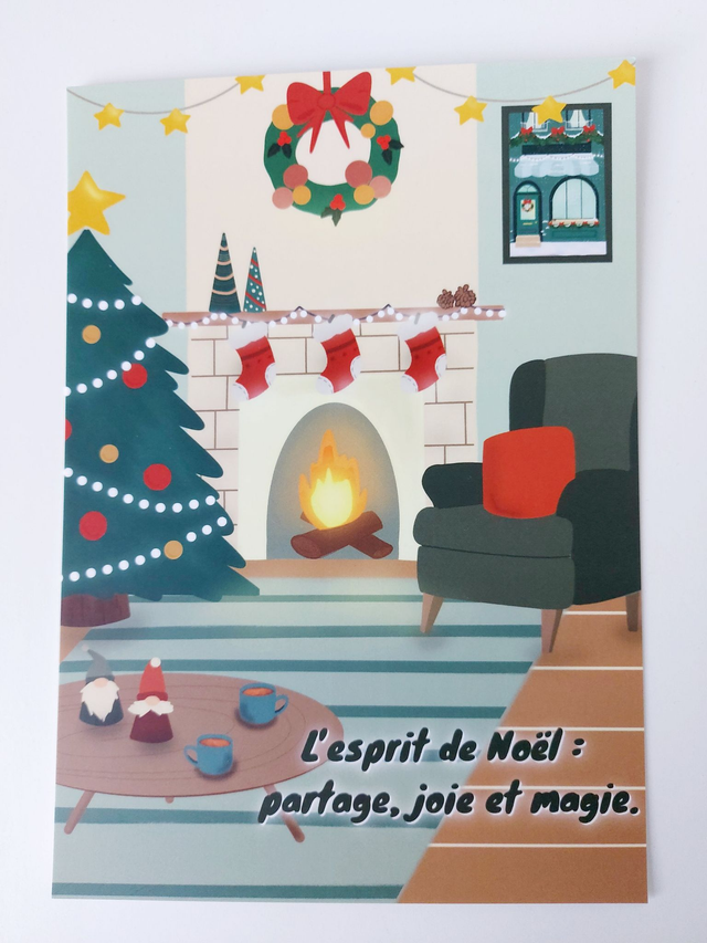 Carte illustrée "Esprit de Noël" | Papeterie colorée et poétique