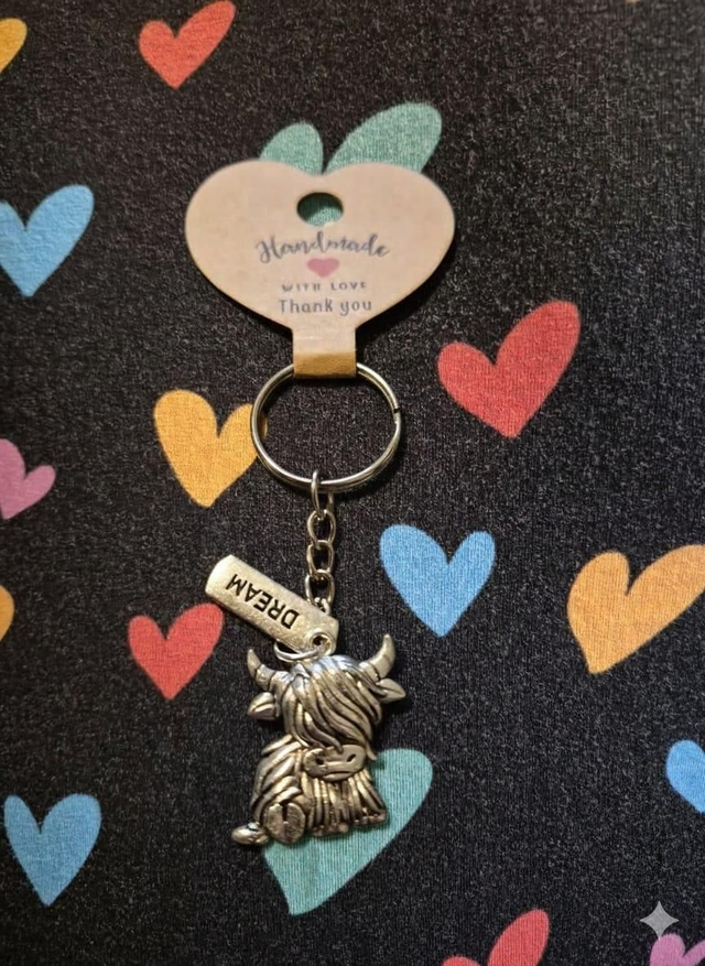 Highland cow keyring with random saying 