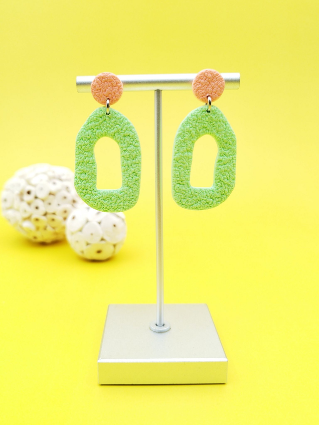 Boucles d&#039;oreilles &quot;Odéa&quot; Vert et Oranges pastels