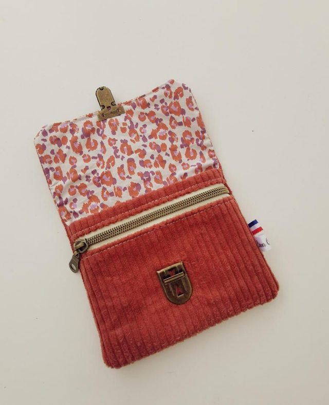 Portefeuille JIMMY velour rouille 