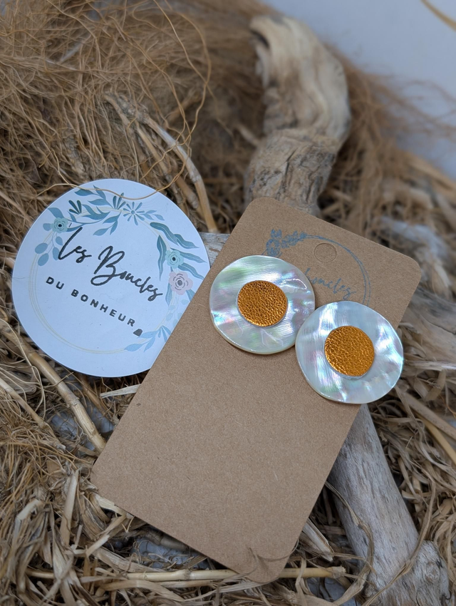 Boucles d&#039;oreilles boutons  orange bou014