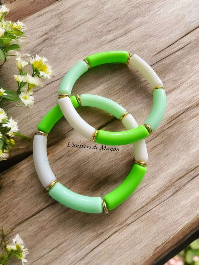Bracelet tube coloré perles en résine