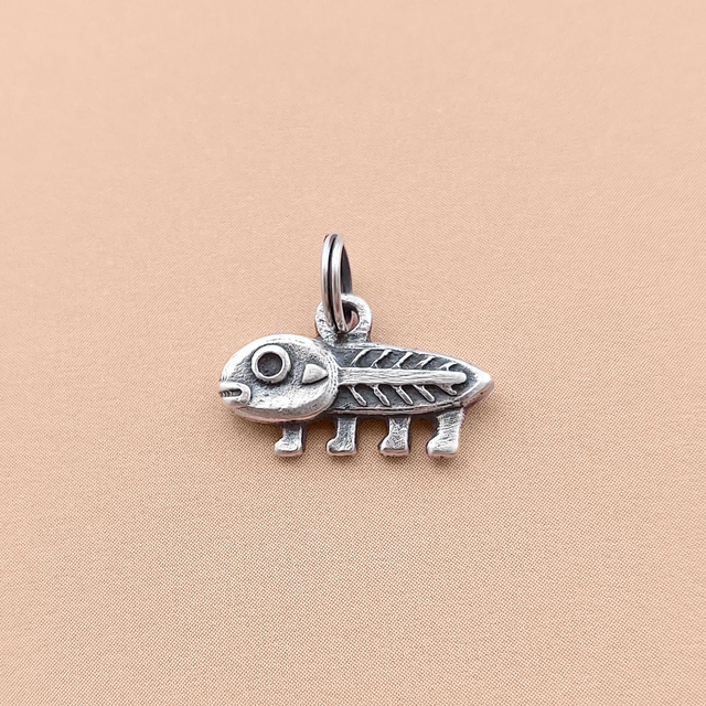 Derpy Tadpole Necklace  - Sterling Silver Tadpole Pendant - Quirky Frog Charm - Solid Silver Salamander Necklace - Medieval Tadpole Charm