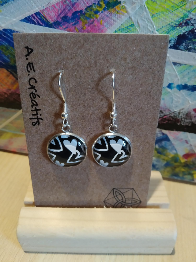 Boucles D&#039;oreilles Cabochons Coeur 