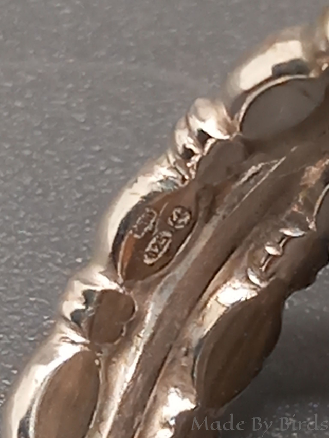 Sterling Silver Patterned Band Ring With Claw Set Raw Citrine Stone