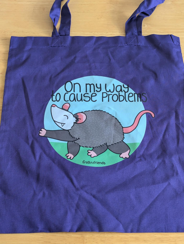 On my way to cause problems tote bag