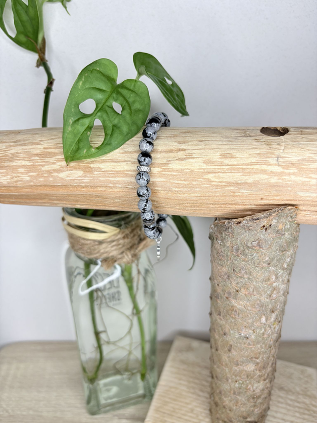 Bracelet obsidienne flocon de neige