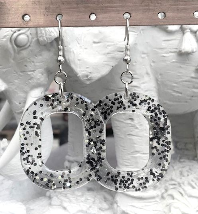 Boucles d'oreilles Glitter Black &amp; white clair