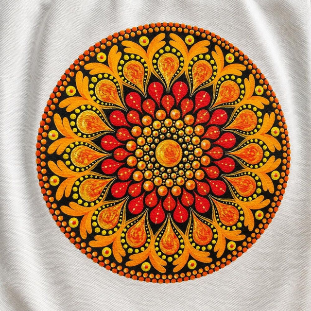 Sac tote bag en coton blanc – Mandala orange ou bleu