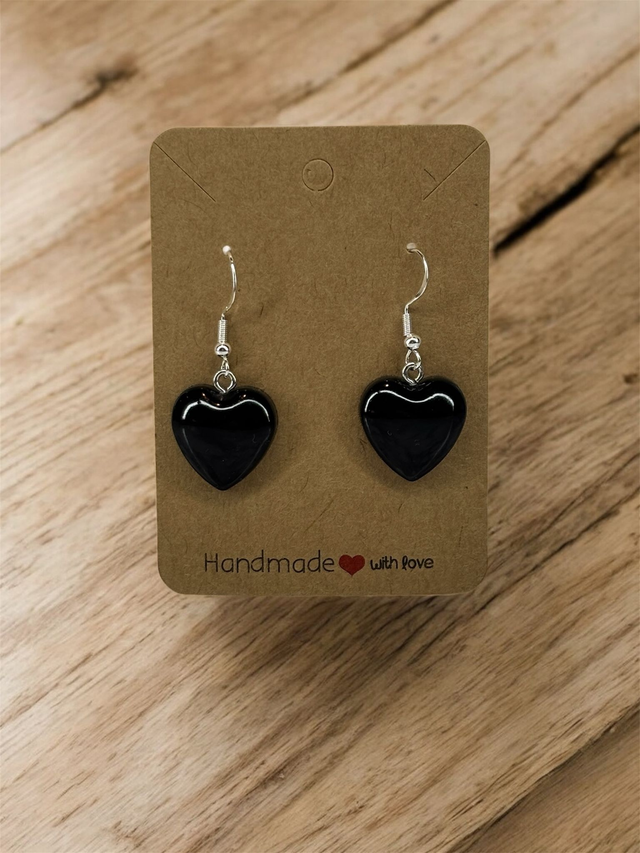 Boucles d'oreilles cœur résine époxy